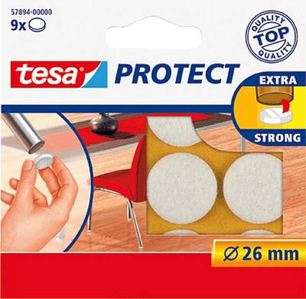 tesa plstěné podložky bílá (Ø) 26 mm 9 ks