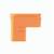 Oranžový, L-tvarovaný díl puzzle nebo blok z Tetris na bílém pozadí.