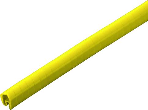 Žlutá plastová trubka kulatého průřezu, která se používá k ochraně kabelů.