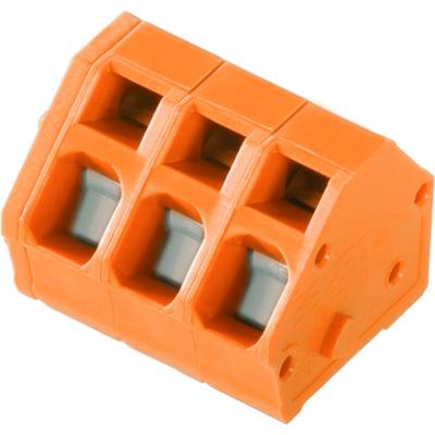 Oranžová, třípólová rychlospojka pro elektrické spoje, vhodná pro jednoduchou a rychlou kabeláž.