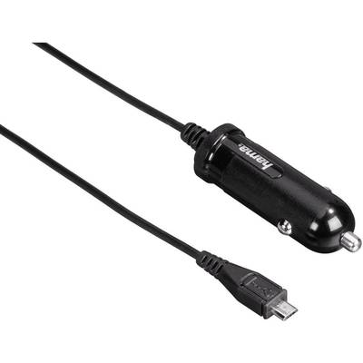 Černá autonabíječka s micro-USB konektorem, vhodná pro mobilní zařízení.
