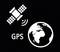 Satelitní symbol vysílá vlny na Zemi; vedle je nápis 'GPS'. Symbolizuje globální určování polohy a navigaci.