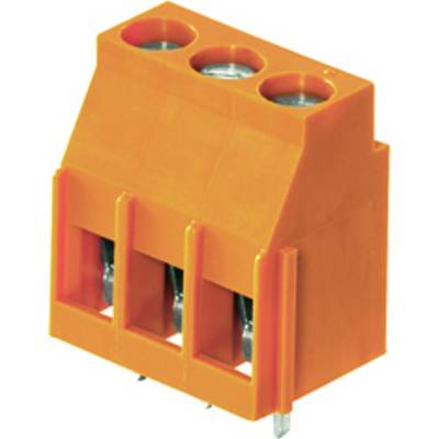 Oranžový konektorový spoj se třemi vstupy pro elektrické připojení.