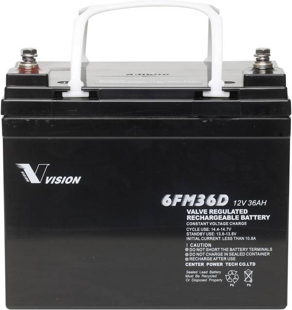 Vision Akkus 6FM36DX olověný akumulátor 12 V 36 Ah olověný se skelným rounem (š x v x h) 195 x 155 x 130 mm šroubované M6 bezúdržbové, odolné proti více cyklům