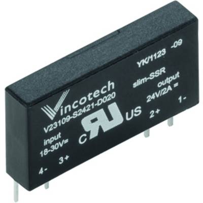 Černá elektronická součástka 'V23109-S2421-D020' od společnosti Vincotech, polovodičové relé, se specifikacemi pro vstup a výstup.