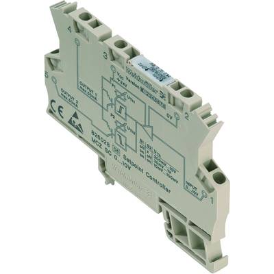 Weidmüller Setpoint Controller v světle šedém pouzdře. Značení a schéma zapojení jsou viditelné na povrchu.