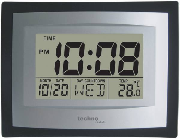 Techno Line WS 8004 Quartz nástěnné hodiny 22 cm x 17 cm x 3.5 cm, stříbrná, černá