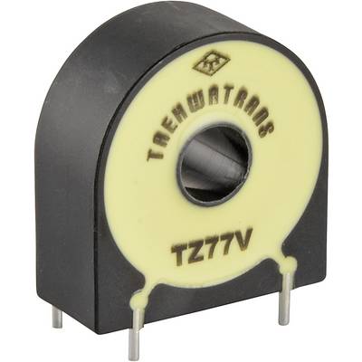 Kompaktní, černá elektronická komponenta s válcovým otvorem; nápis: 'TREMWATRANS TZ77V'.