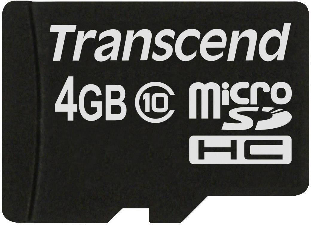 Černá paměťová karta Transcend 4GB MicroSDHC s rychlostní třídou 10.
