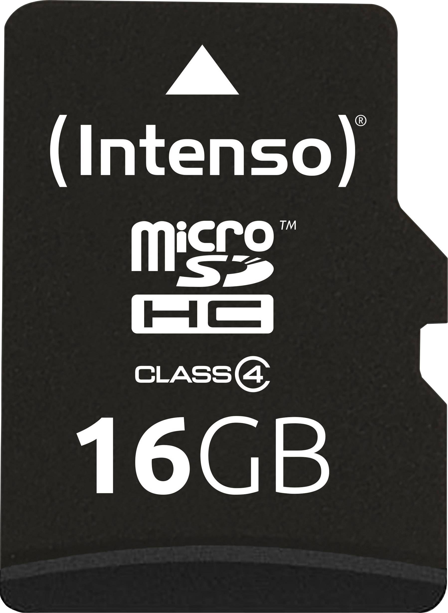 Intenso mikroSDHC paměťová karta, třída 4, 16 GB.