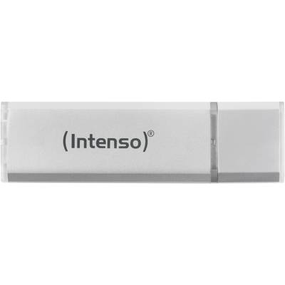 USB flash disk Intenso ve stříbrné barvě.
