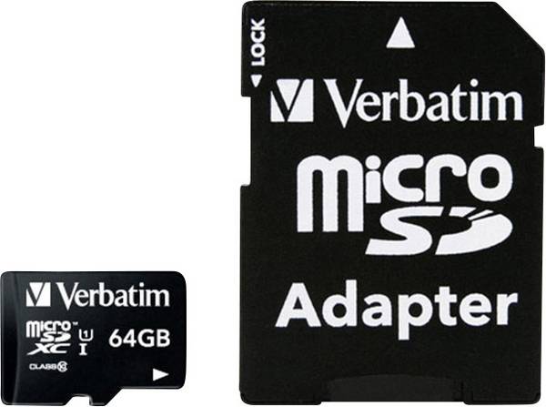 Verbatim MICRO SDXC 64GB CL 10 ADAP paměťová karta microSDXC  64 GB Class 10 vč. SD adaptéru
