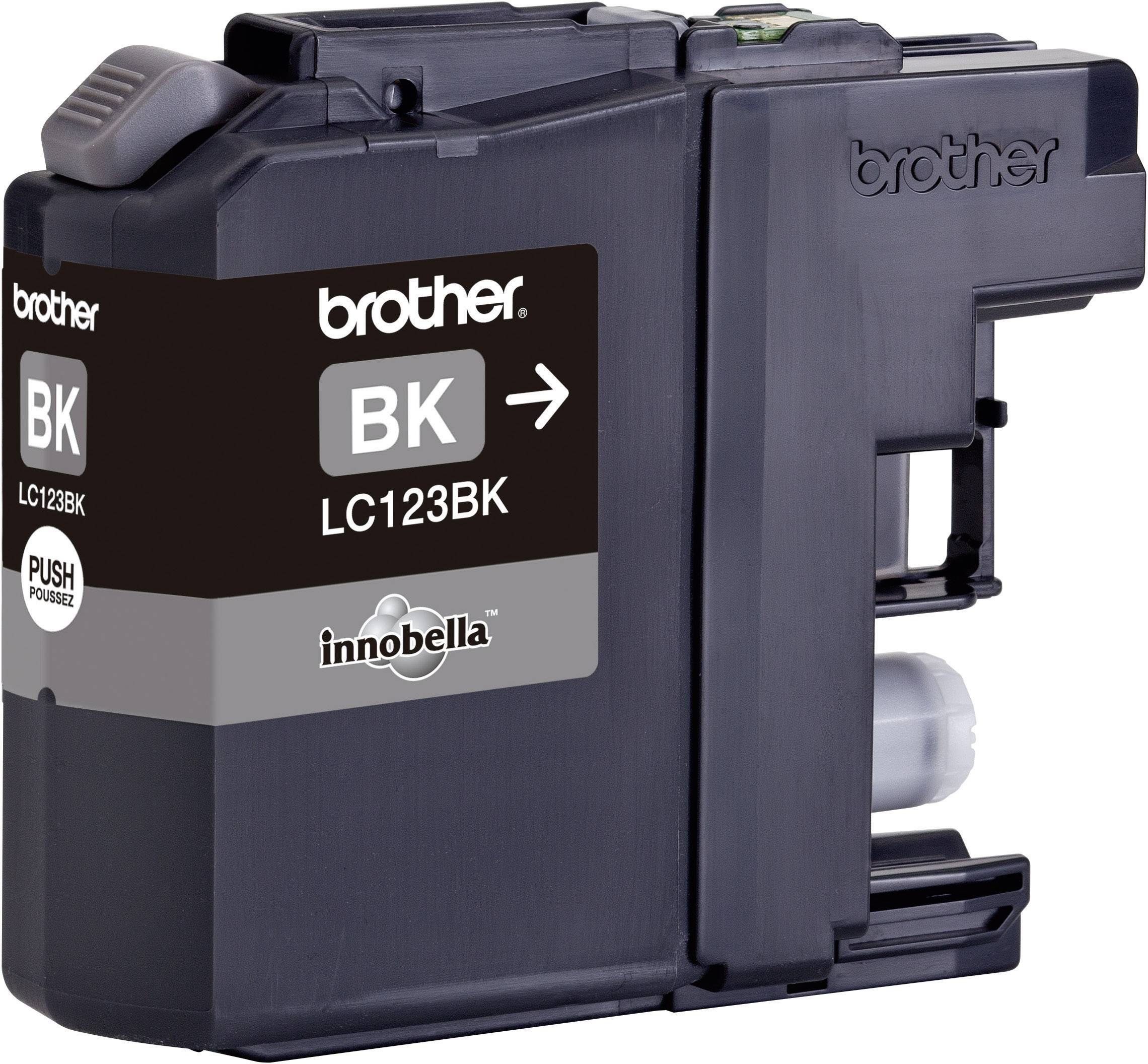 Černá inkoustová kazeta Brother LC123BK, boční pohled.