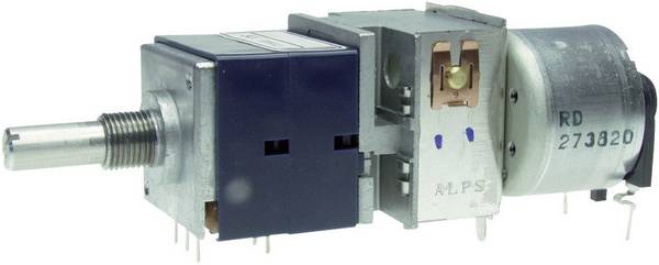 ALPS RK27112MC 100KBX2, 401563 motorizovaný potenciometr, prachotěsný, Stereo, 0.05 W, 100 kΩ, 1 ks, Piece