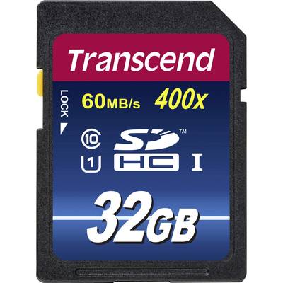 Paměťová karta Transcend SD, 32GB, 60MB/s, rychlost 400x, třída 10 U1, vhodná pro vysokorychlostní přenos dat.