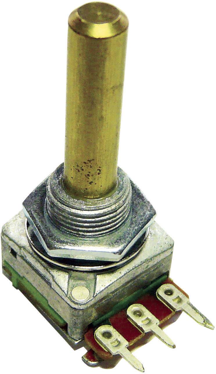 Obdélníkový mechanický spínač se třemi svorkami a podlouhlým svislým kovovým kolíkem sloužícím jako páka.