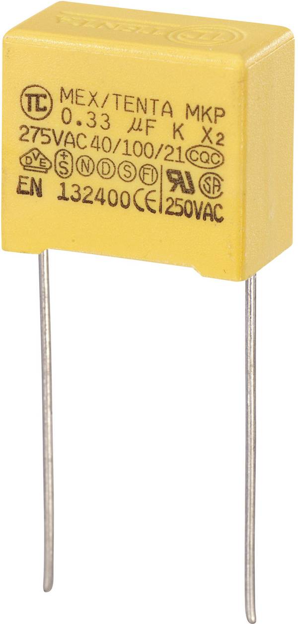 TRU COMPONENTS MKP-X2 1 ks odrušovací kondenzátor MKP-X2 radiální  0.33 µF 275 V/AC 10 % 15 mm (d x š x v) 18 x 10 x 16 mm