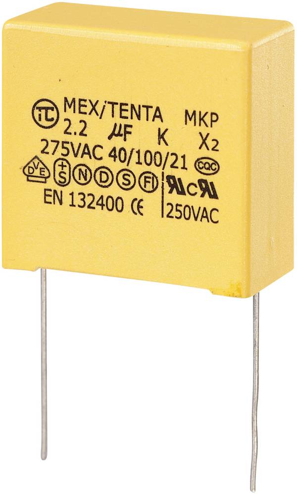 TRU COMPONENTS MKP-X2 1 ks odrušovací kondenzátor MKP-X2 radiální  2 µF 275 V/AC 10 % 27.5 mm (d x š x v) 32 x 15 x 30 mm
