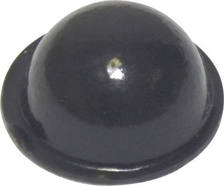 Černý kulatý hrotitý knoflík z obilné stonky, vypouklý, lesklý povrch.