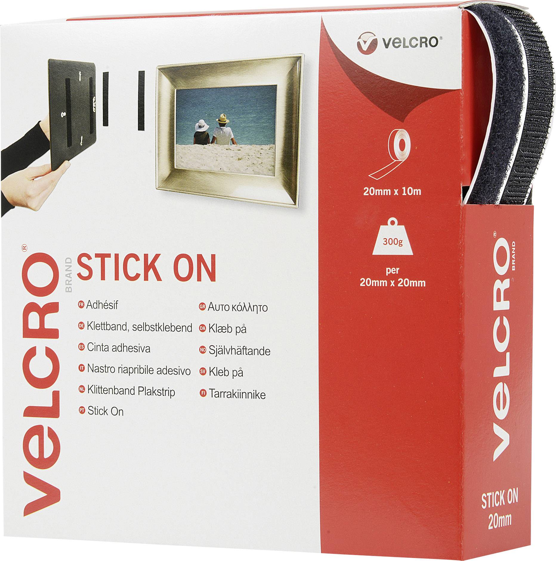 VELCRO® VEL-EC60220 pásek se suchým zipem, lepicí, háčková a flaušová část, (d x š) 10000 mm x 20 mm, černá, 10 m