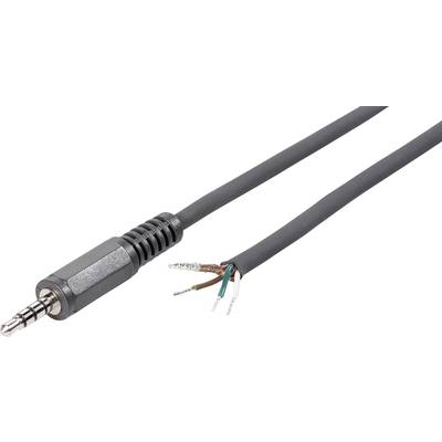 Audiokabel s 3,5mm jackem na levé straně a nezakončenými, odizolovanými konci kabelu na straně pravé.