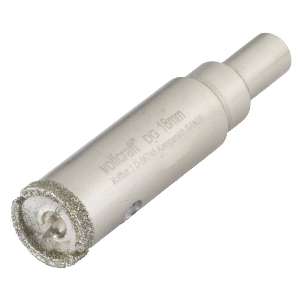 Vrtáky s diamantem potaženou hlavou, vhodné pro vrtání do tvrdých materiálů. Nápis: 'Noffrent DS 18mm', technické údaje.
