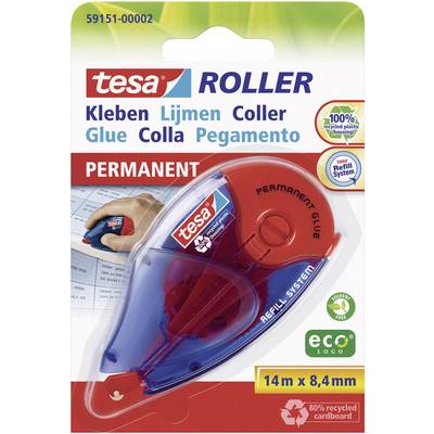 Obal lepicí pásky Tesa, znovu plnitelný, permanentní lepení, délka 14 m, vyrobený z 80 % recyklovaných materiálů.