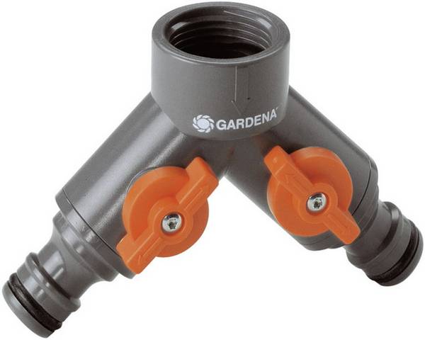 GARDENA 938-20  plast 2cestný rozdělovač 24,2 mm (3/4") vnitřní závit, rychlospojka s regulačním ventilem
