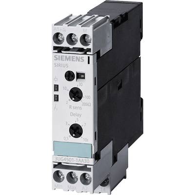 Siemens Sirius časové relé s řídicími funkcemi, obsahuje R-Sens a nastavení zpoždění, pro řízení v elektrických systémech.