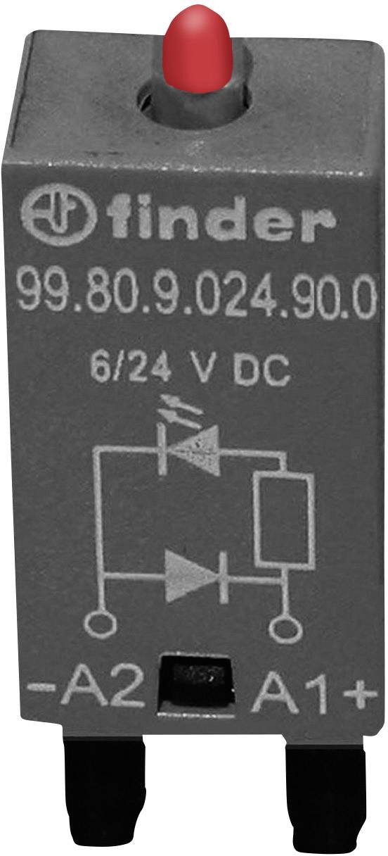 Finder zasouvací modul s diodou S nulovou diodou , s LED diodou 99.80.9.024.90.0 Barvy světla (LED svítidlo): červená Vhodné pro model (relé): Finder 94.54.1, Finder 94.84.3, Finder 95.85.3, Finder 95.95.3 1 ks