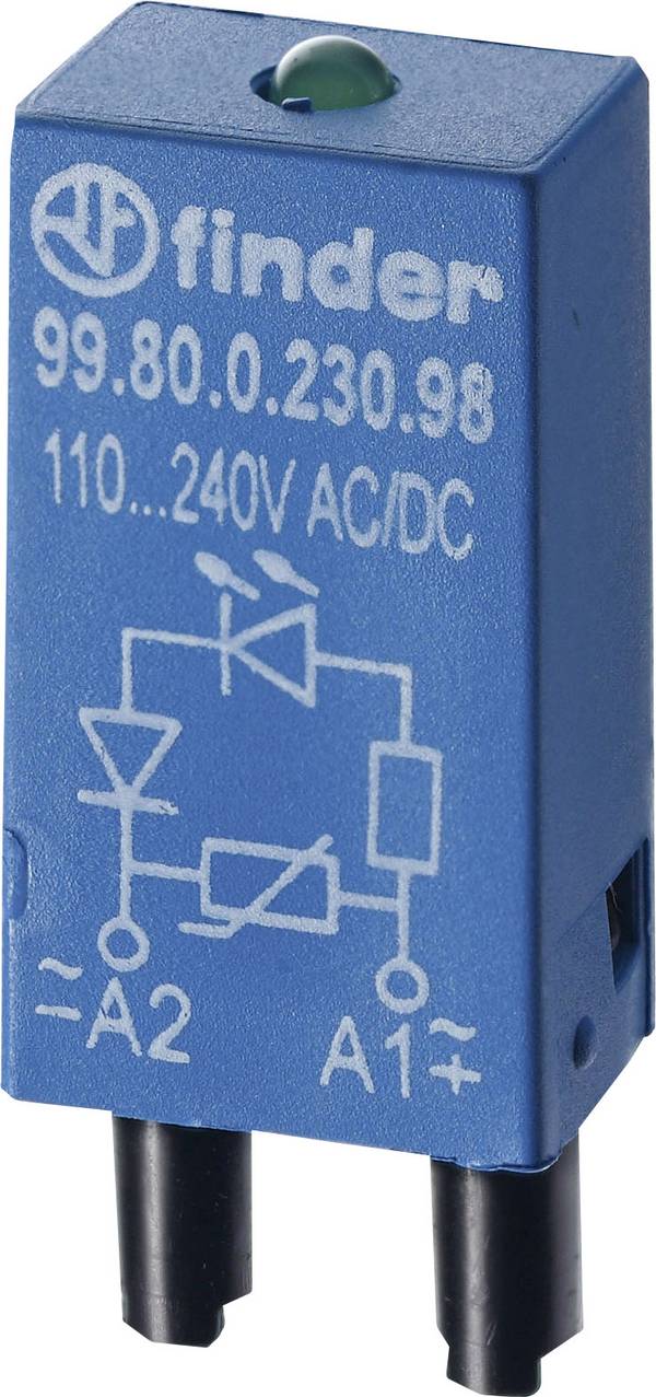 Finder zasouvací modul s diodou s LED diodou, s varistorem 99.80.0.230.98 Barvy světla (LED svítidlo): zelená Vhodné pro model (relé): Finder 84.84.2, Finder 94.54.1, Finder 94.82.3, Finder 94.84.3, Finder 94.92.3, Finder 94.94.3, Finder 95.55.3, Finder 95.83.3, Finder 95.85.3, Finder 95.93.3, Finder 95.95.3 1 ks