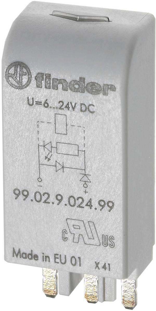 Finder zasouvací modul s diodou s RC členem 99.02.0.230.09 Vhodné pro model (relé): Finder 90.03, Finder 60.13.8.230.0040 1 ks