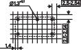 Diagram mříže s rozměry a značkami, zobrazující vzdálenosti 21,3 a 25-25,5 včetně vertikálních a horizontálních čar.