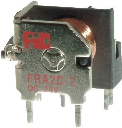 Elektromagnetické relé s nápisem 'FRA2C-2 DC 24V', s červeným bodovým označením, vhodné pro elektronické obvody.