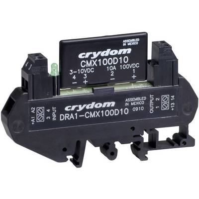 Solid-state relé modul s označením 'crydom CMX100D10', napětí 3-10VDC, proud 10A, místo původu Mexiko.