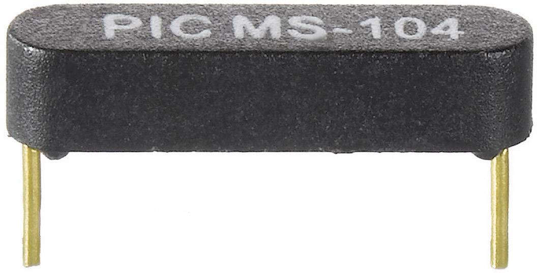Černá, obdélníková elektronická součástka s bílým nápisem 'PIC MS-104', má čtyři zlaté připojovací kolíky.