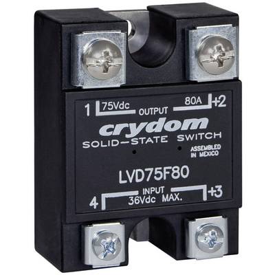 Polovodičové relé "Crydom LVD75F80", výstupy: 75 VDC, 80 A, vstupy: max. 36 VDC, montáž v Mexiku.
