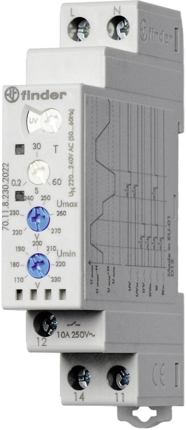 monitorovací relé Finder 70.11.8.230.2022 70.11.8.230.2022, 400 V/AC, 10 A, 1 ks