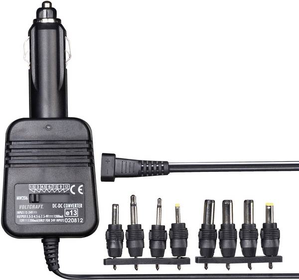 VOLTCRAFT  DC/DC měnič napětí 12 V/DC, 24 V/DC - 1.5 V/DC, 3 V/DC, 4.5 V/DC, 6 V/DC, 7.5 V/DC, 9 V/DC, 12 V/DC/1.2 A 14.4 W