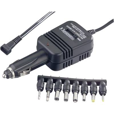 Autonabíječka s nastavitelným adaptérem. Zobrazuje různé velikosti koncovek pro různé typy konektorů.