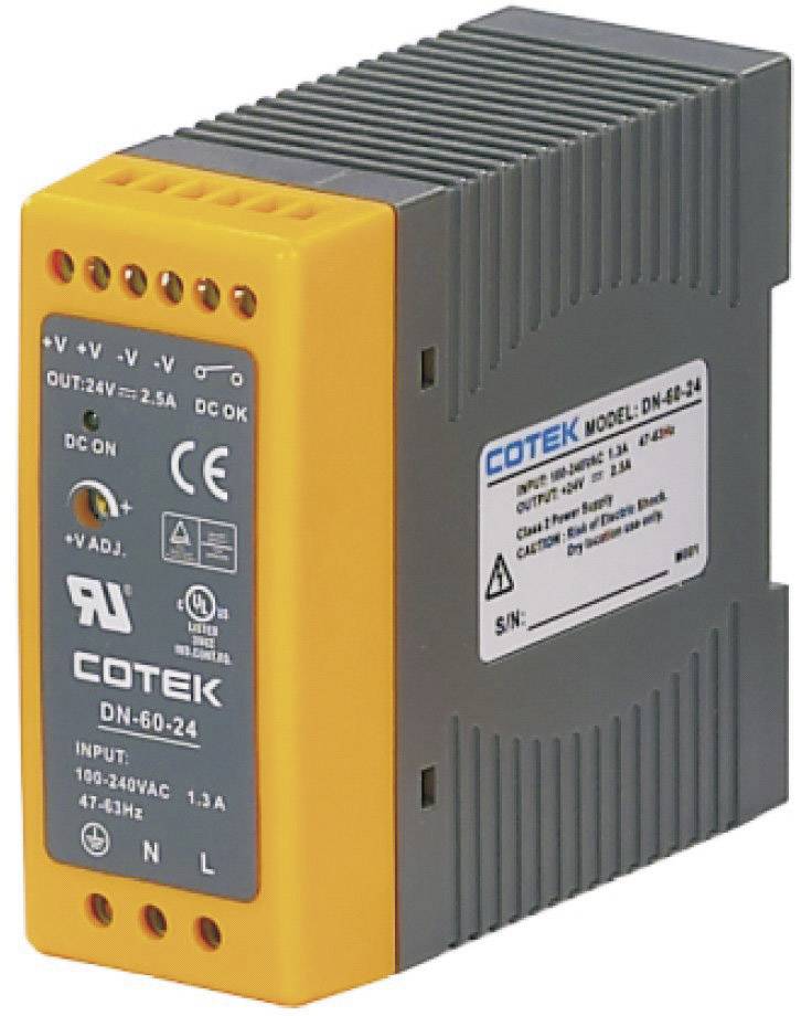 Cotek DN 60-48 síťový zdroj na DIN lištu 48 V/DC 1.25 A 60 W Počet výstupů:1 x Obsah 1 ks