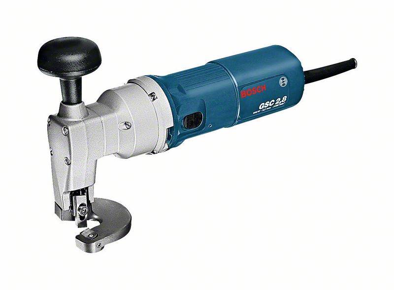 Elektrické nářadí Bosch, model GSC 2.8, určené pro řezání kovů. Praktické s ergonomickou rukojetí a kabelem.