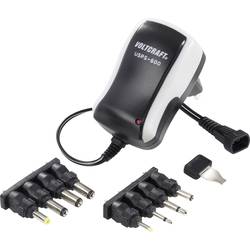 Síťový adaptér s redukcemi Voltcraft USPS-600, 3 - 12 V/DC, 7,2 W, černá