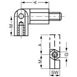 Kloubový čep - závit M3 vnější /vnitřní, otvor klíče 5,5 mm