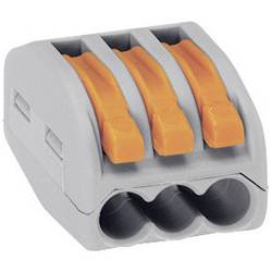 Káblová svorka WAGO 222 na kábel s rozmerom 0.08-4 mm², pólů 3, 50 ks, sivá, oranžová