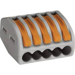 Káblová svorka WAGO 222 na kábel s rozmerom 0.08-4 mm², pólů 5, 1 ks, sivá, oranžová