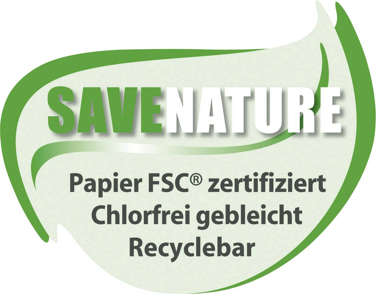 'CHRAŇTE PŘÍRODU' zeleným písmem, pod tím stojí: 'Papír certifikovaný FSC®, bělen bez chlóru, recyklovatelný'.