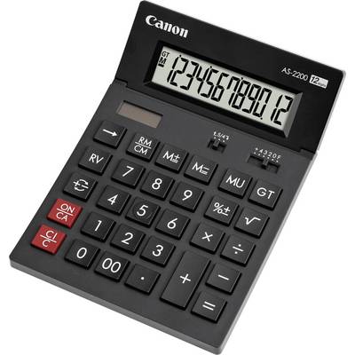 Černá kalkulačka s velkými tlačítky zobrazuje na displeji čísla '123456789012'.