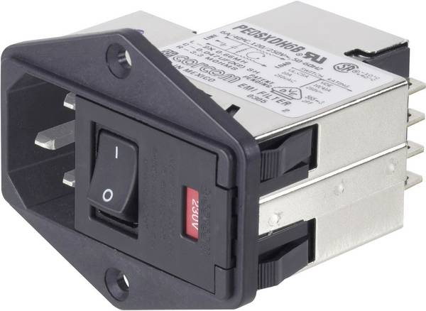 TE Connectivity PS0SXDS6B=C1175, 6-6609107-8 síťový filtr, 250 V/AC, 6 A
