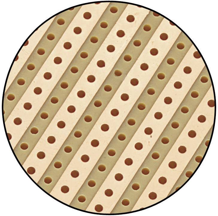 Kruhový geometrický vzor střídajících se diagonálních čar a bodů v béžové a hnědé barvě.